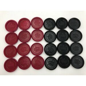 12 Red & 12 Black Large Jumbo 3" Rug Checkers Plastic Game Replacement 24 Pieces